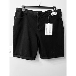 d.jeans Black Bermuda Shorts Women Plus Size 22 W Denim NWT  Cuffed Hem